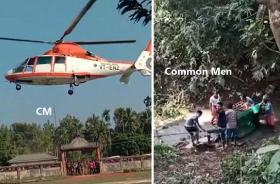 Hira's CM rides Chopper at Taxpayers' Money : Common men tolerate deplorable roads statewide even after Paying Taxes 