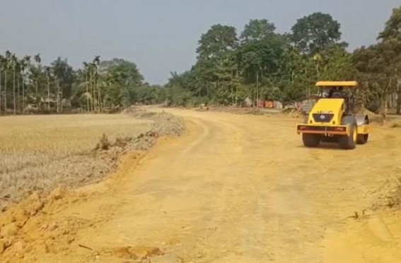 Low quality work alleged in Jolaibari-Belonia Road Construction under Jharkhand based ContractorÂ 