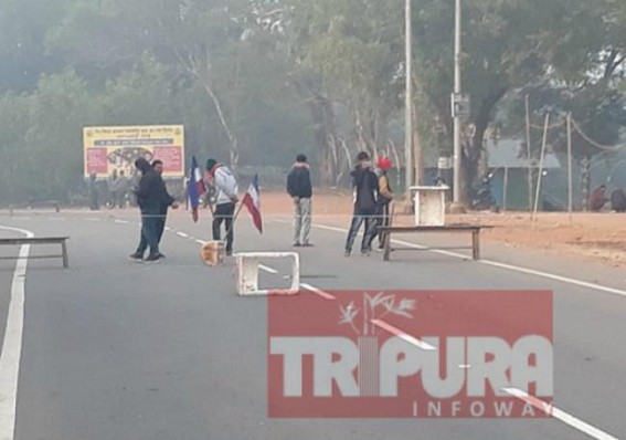 Tripura Strike : Agartala to Sabroom Road National Highway Blocked by TPF Party