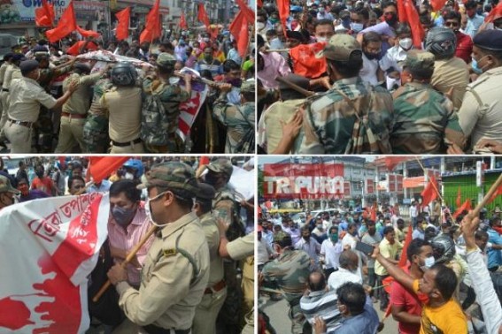CPI-M's Dalit-unit rally stopped with huge Police Force : Tussle between Police, Party workers, CPI-M broke Police's force, held massive rally successfully 