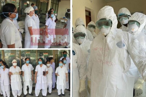 Medical Staffs protest in GB Hospital for PPE raised questions on State Govtâ€™s COVID19 Preparedness : Govt assures enough stocks PPE in State, more 2500 PPE to be brought from Guwahati today
