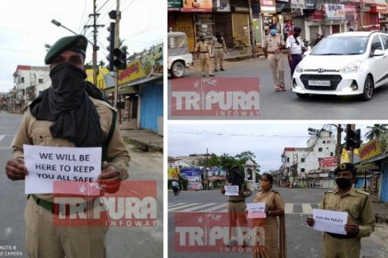 Tripura Police continues mass awareness drive on COVID19, 24x7 vigils : Public awareness campaign to â€˜Stay Homeâ€™ amid COVID19 Pandemic