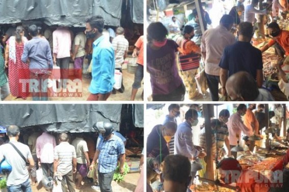 Markets remained crowded on Sunday without maintaining Social Distancing in Agartala : Tripura Crossed COVID-19 cases 1K