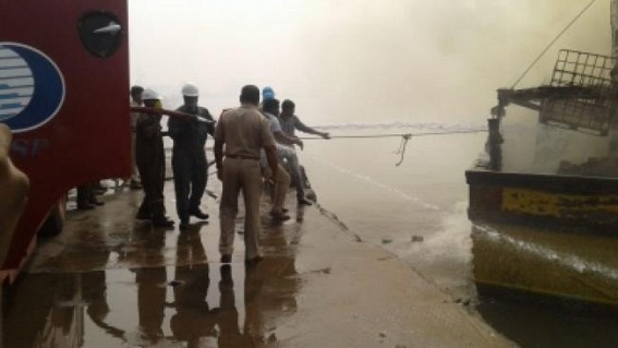 3 injured as fishing boat catches fires in Andhra's Kakinada