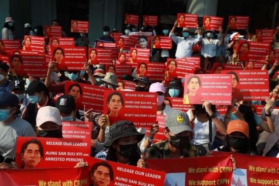 Myanmar anti-coup protesters honour woman shot dead by police