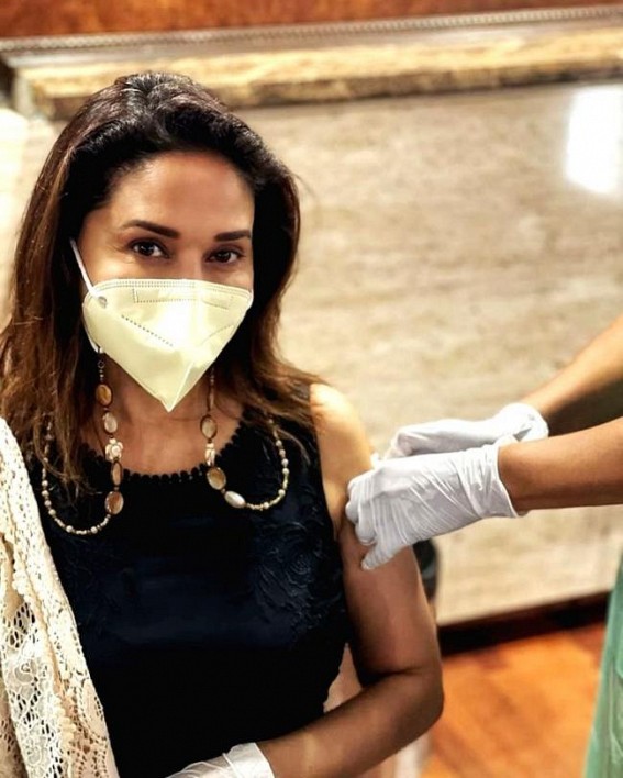 Madhuri Dixit is 'back on set', days after second dose of Covid vax