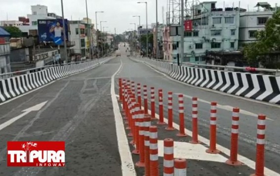 Empty Roads across Agartala Visible on Monday Morning as Corona-Curfew begins in AMC for 10 Days