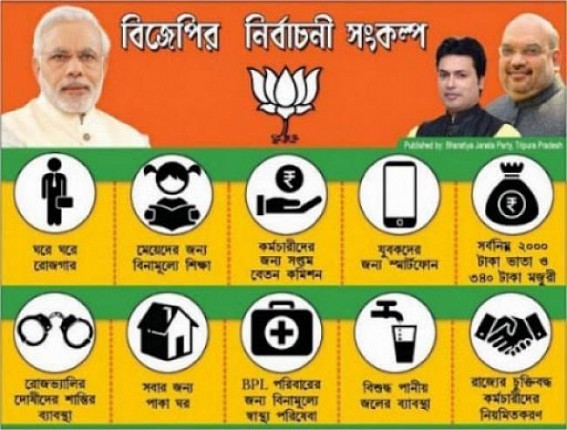 Regularization of Contractual Employees, 50,000 Govt Jobs in 1-Year ? Tripura BJP's Vision Document yet far from Reality : Only 20 Months Left behind the Next Assembly Poll 