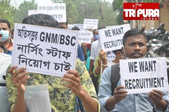Over 5,500 Nursing Passed-Out Youths are Jobless in Tripura : No Recruitment for last 5 Years as BJP Govt had cancelled all Ongoing Recruitments in 2018 : Unemployed youths gherao Director of Health Services demanding 'Recruitments' 