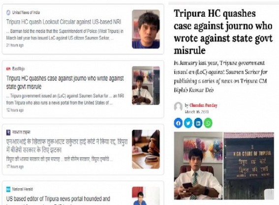 Biplab Deb Govt's Attack on Tripura Media now 'Viral News' in National Media after High Court's Landmark Verdict upholding Press-Freedom, Personal-Liberty of TIWN Editor 