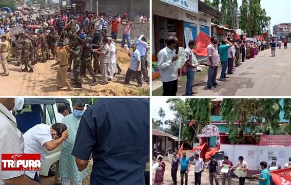 Protest in South Tripura over BJP's Brutal Attack on Former CM Manik Sarkar, Former Minister Badal Choudhury
