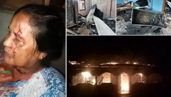 After CPI-M’s massive success with Manik Sarkar’s rally in Dhanpur, BJP goons take revenge on Dhanpur CPI-M supporters, burn houses, torch CPI-M Party office, brutally attack senior citizens