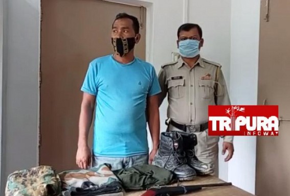 Police arrested a suspected militant on Wednesday with local gun and military uniform at Mandai 