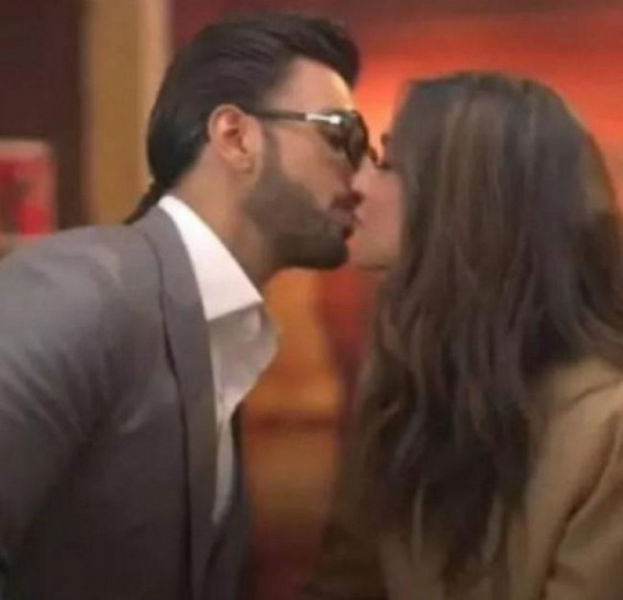 Ranveer gives a soft kiss on Deepika's lips during her TIME magazine interview