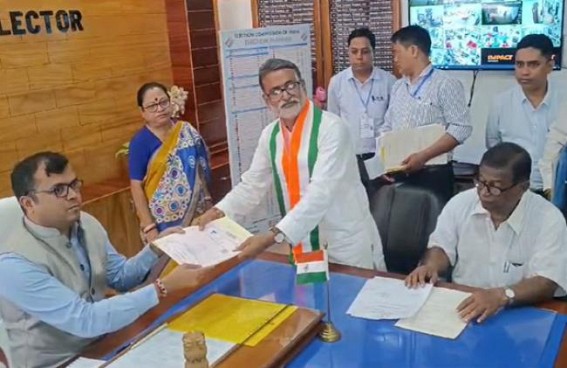 I.N.D.I.A. alliance West Tripura Lok Sabha poll candidate Asish Saha submits nomination