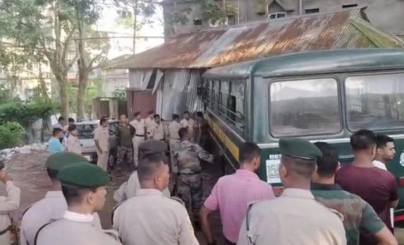 TSR Bus Crashes into Ration Shop in Udaipur TSR Bus Crashes into Ration Shop in Udaipur