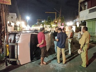 Two were injured in a rerrible Road Accident in Jackson Gate area, Agartala. TIWN Pic July 27