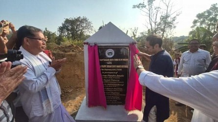 Foundation stone laid for 500 seated community hall costing Rs. 4 crores in Paharpur. TIWN Pic Feb 16