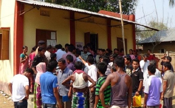 Rega workers of PadmaBil Rasarajnagar ADC village in Khowai showed protest in demand of their pending wage