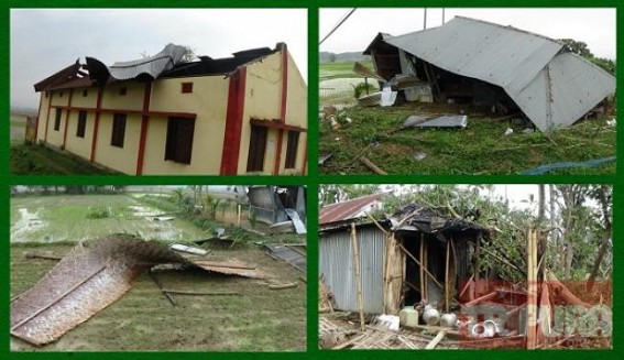Storm caused massive losses at Khowai's Manipuri Basti : 25 houses, School Buildings damaged, 12 injured Storm caused massive losses at Khowai's Manipuri Basti : 25 houses, School Buildings damaged, 12 injured