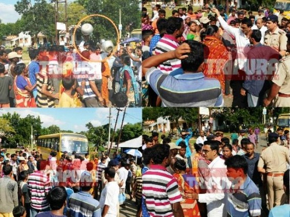 Manik Sarkar's 'Golden Era' : Locals surviving on Rain-water stock since 2 months : Party Secretary Subrata Roy shows muscle power after locals blocked road