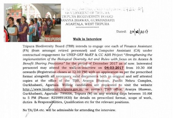 Tripuraâ€™s walk in Interview blueprints recruitment corruptions