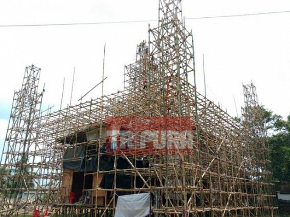 Pandal preparation on peak at Bharat Ratna Club as only 66 days left behind Durga puja