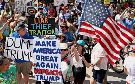 Thousands march across US to protest against Trump