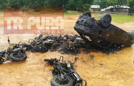 Dharmanagar Public revolted against BJPâ€™s Bike Gang Hooligans, masses burnt all bikes