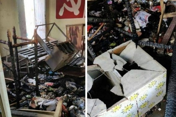 CPI-M Party office burnt in Tripura CPI-M Party office burnt in Tripura