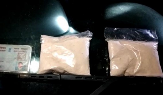 Brown Sugar Seized by Teliamura Police : Driver Escaped leaving Car, ID Card