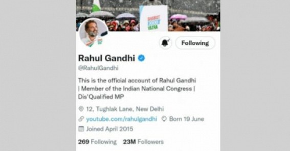 Rahul Gandhi changes his Twitter bio, writes Dis'qualified MP