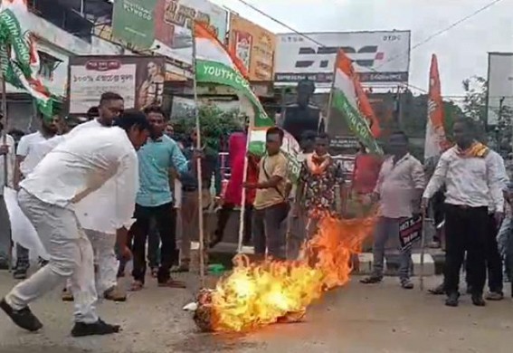Congress demands Resignation of Central Education Minister over NEET-UG 2024 scam : Tripura Youth Congress Burnt his Effigy