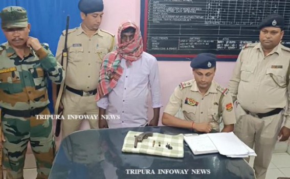 Man shot his wife ; Arrested by Amtali PS Police with Pistol and Bullets