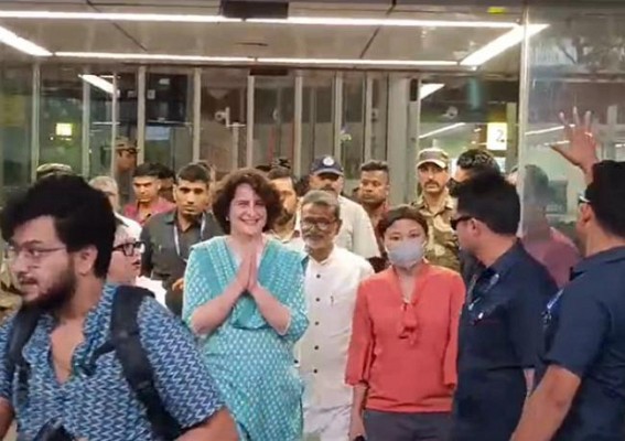 Priyanka Gandhi reached Tripura to support I.N.D.I.A. candidates for Lok Sabha and By-Polls 