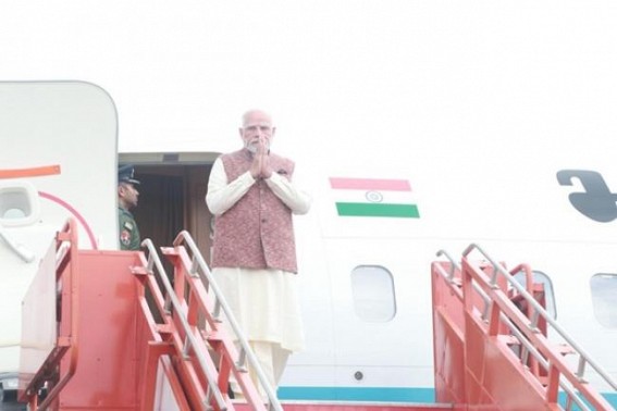 Modi landed in Agartala Airport 