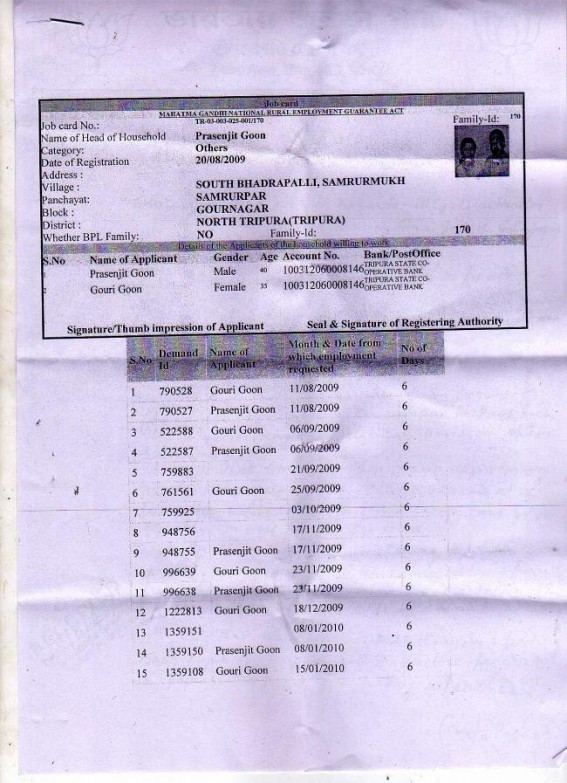 REGA Job Card for seven members of CPM Cadre teacher family: Manik Sarkar’s golden era blooms; MGNREGA money is for the development of State or for the benefit of CPM Party ? REGA Job Card for seven members of CPM Cadre teacher family: Manik Sarkar’s golden era blooms; MGNREGA money is for the development of State or for the benefit of CPM Party ?