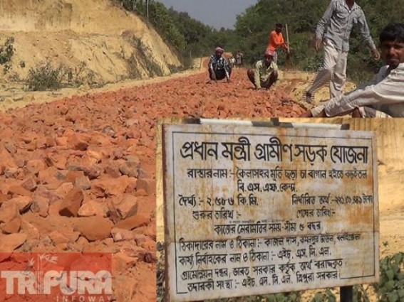 Low quality construction work hits road-ways in Tripura : Rs. 2 crores of embezzlement in 2½ km road construction at Kailashahar Low quality construction work hits road-ways in Tripura : Rs. 2 crores of embezzlement in 2½ km road construction at Kailashahar