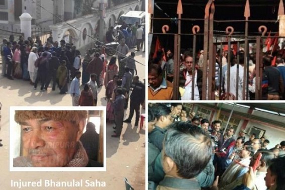 Massive attacks on CPI-M on Polling Day at Bishalgrah : Ex-Minister Bhanulal Saha physically attacked, Polling agents attacked, injured, 1 serious Massive attacks on CPI-M on Polling Day at Bishalgrah : Ex-Minister Bhanulal Saha physically attacked, Polling agents attacked, injured, 1 serious