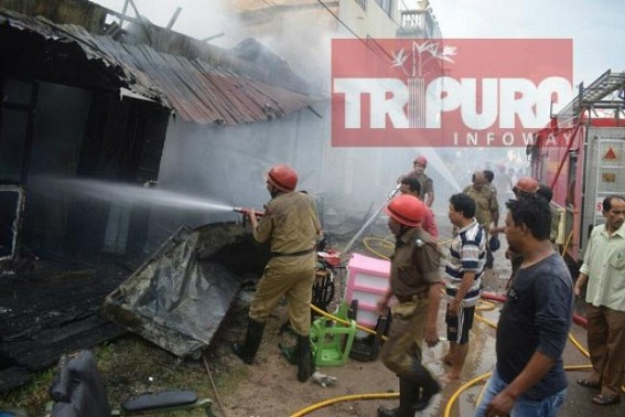 Fire blaze burnt shops in Agartala Fire blaze burnt shops in Agartala