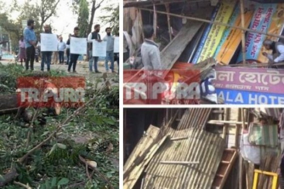 Chopping of big trees, evicting hawkers started for SMART City in Agartala Chopping of big trees, evicting hawkers started for SMART City in Agartala