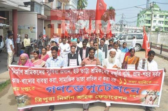 Constructor workers protested for Rights Constructor workers protested for Rights