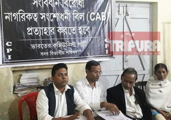 CPI opposed CAB, accused Modi Govt for diverting issue from Economic disorders under BJP CPI opposed CAB, accused Modi Govt for diverting issue from Economic disorders under BJP