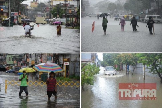 Rain flooded Capital City Agartala : Drain Water mixed Water-logging turned the City's look into 'Venice' in photos Rain flooded Capital City Agartala : Drain Water mixed Water-logging turned the City's look into 'Venice' in photos