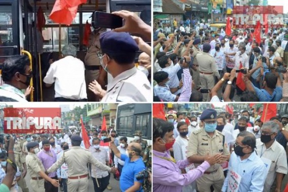 Police stopped CPI-M’s protest in Agartala ! Leaders, Agitators were Arrested : Jitendra Choudhury slammed BJP Govt for using COVID-19 to Suppress Opposition Voices Police stopped CPI-M’s protest in Agartala ! Leaders, Agitators were Arrested : Jitendra Choudhury slammed BJP Govt for using COVID-19 to Suppress Opposition Voices
