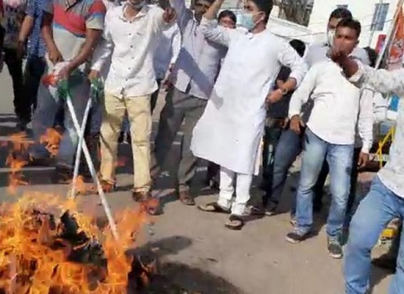 Youth Congress protested seeking CM Biplab Deb's resignation from as Health Minister Youth Congress protested seeking CM Biplab Deb's resignation from as Health Minister