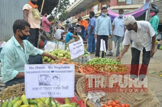‘No Mask, No Vegetable’ rules in Tripura markets : Buyers without Masks returned home ‘No Mask, No Vegetable’ rules in Tripura markets : Buyers without Masks returned home