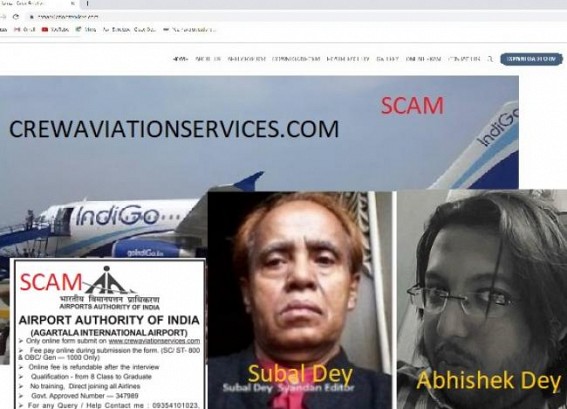 AAI FAKE Job Scam, case 61/2020, IPC sections 468,471,420 filed : Subal Dey, sons Abhishek, Arindam behind scammer website CREWAVIATIONSERVICES.COM AAI FAKE Job Scam, case 61/2020, IPC sections 468,471,420 filed : Subal Dey, sons Abhishek, Arindam behind scammer website CREWAVIATIONSERVICES.COM