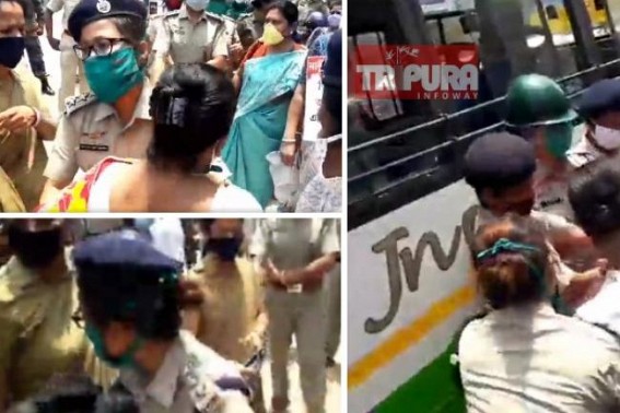 1 injured in Police’s unprecedented attacks in CPI-M’s woman wing’s protest 1 injured in Police’s unprecedented attacks in CPI-M’s woman wing’s protest