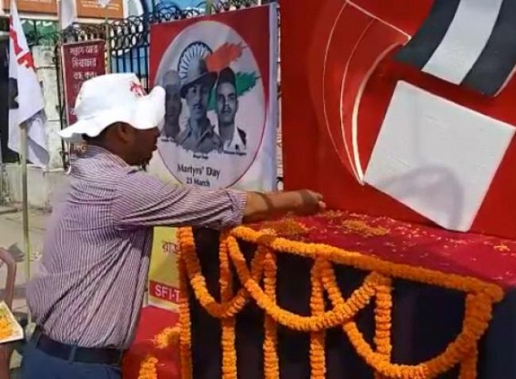Martyrs' Day observed by DYFI, TYF, SFI, TSU in Tripura : Freedom Fighters Bhagat Singh, Hivaram Rajguru and Sukhdev Thapar were paid tribute Martyrs' Day observed by DYFI, TYF, SFI, TSU in Tripura : Freedom Fighters Bhagat Singh, Hivaram Rajguru and Sukhdev Thapar were paid tribute